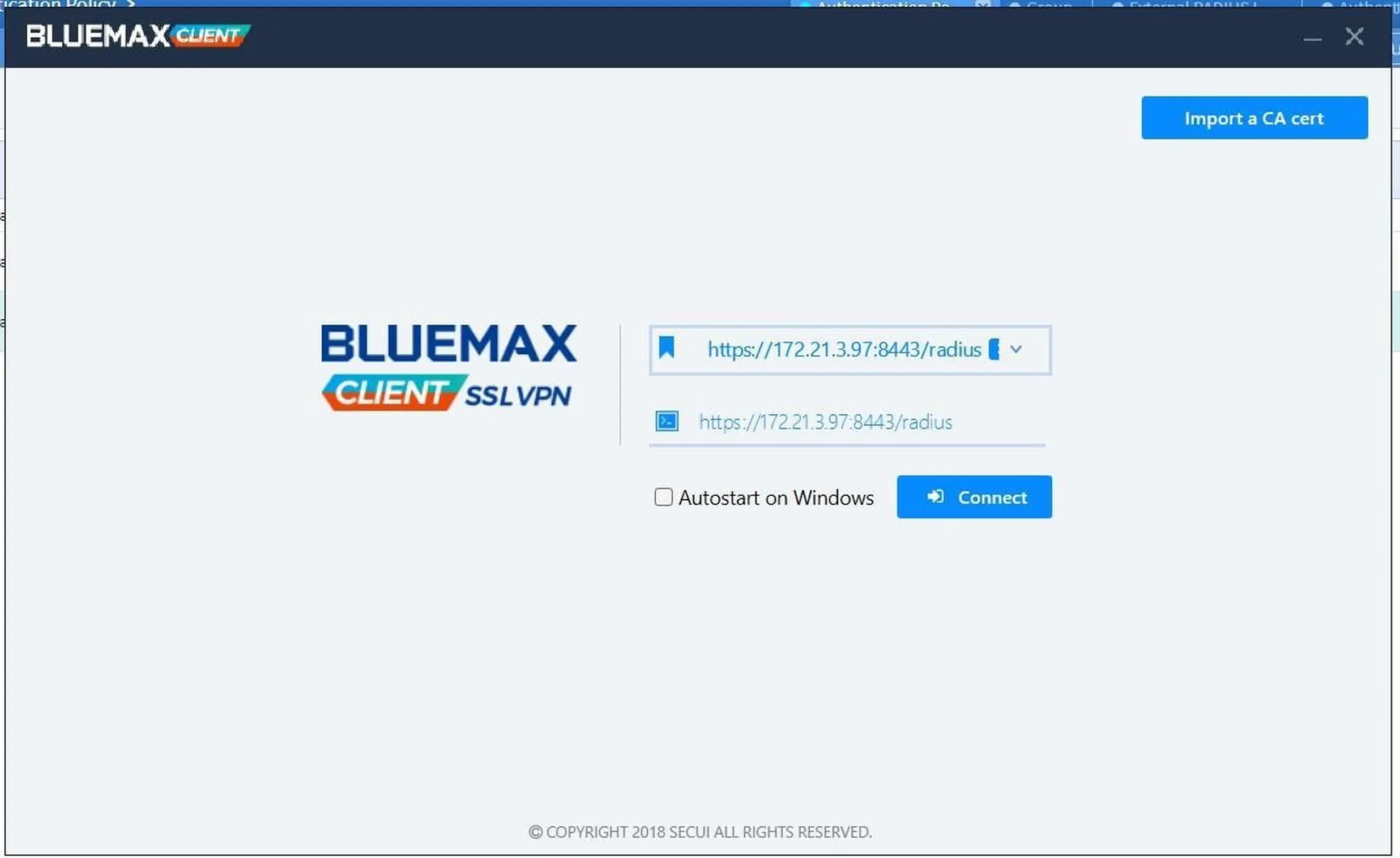 Bluemax Client Start