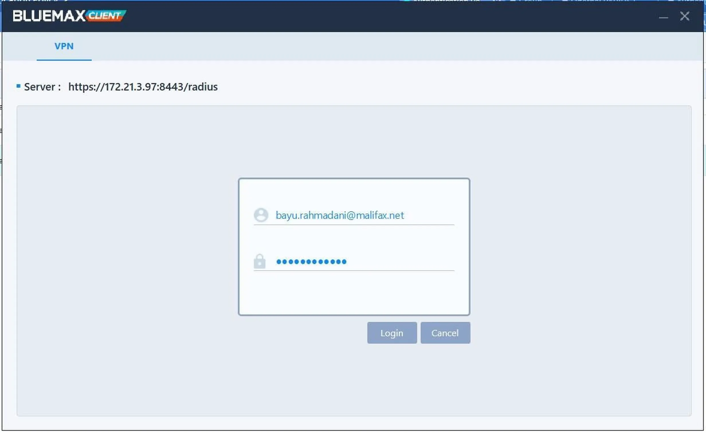 Bluemax Login Page