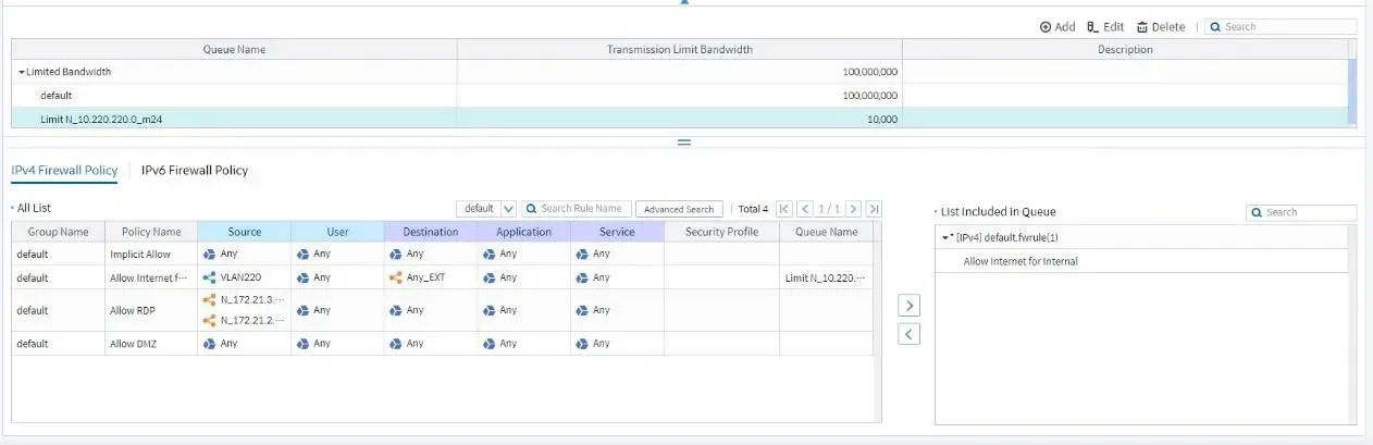 Daftar IPv4 Firewall Policy di Bluemax NGF