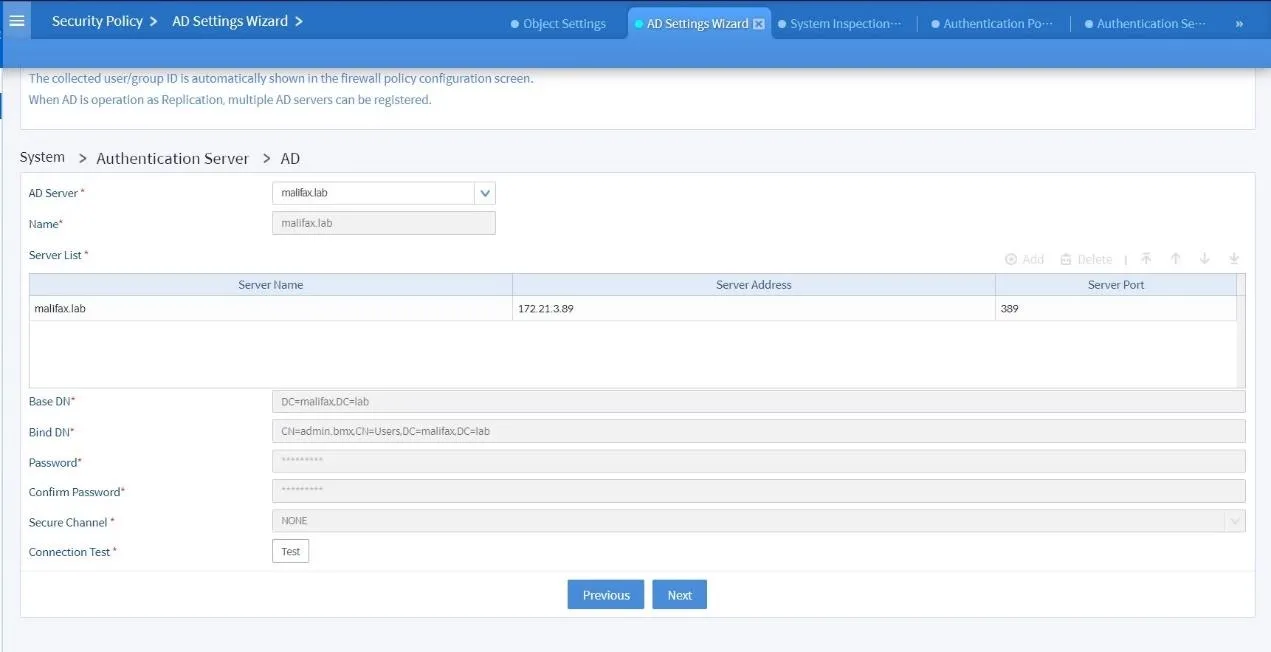 AD Settings Wizard Page di Bluemax NGF