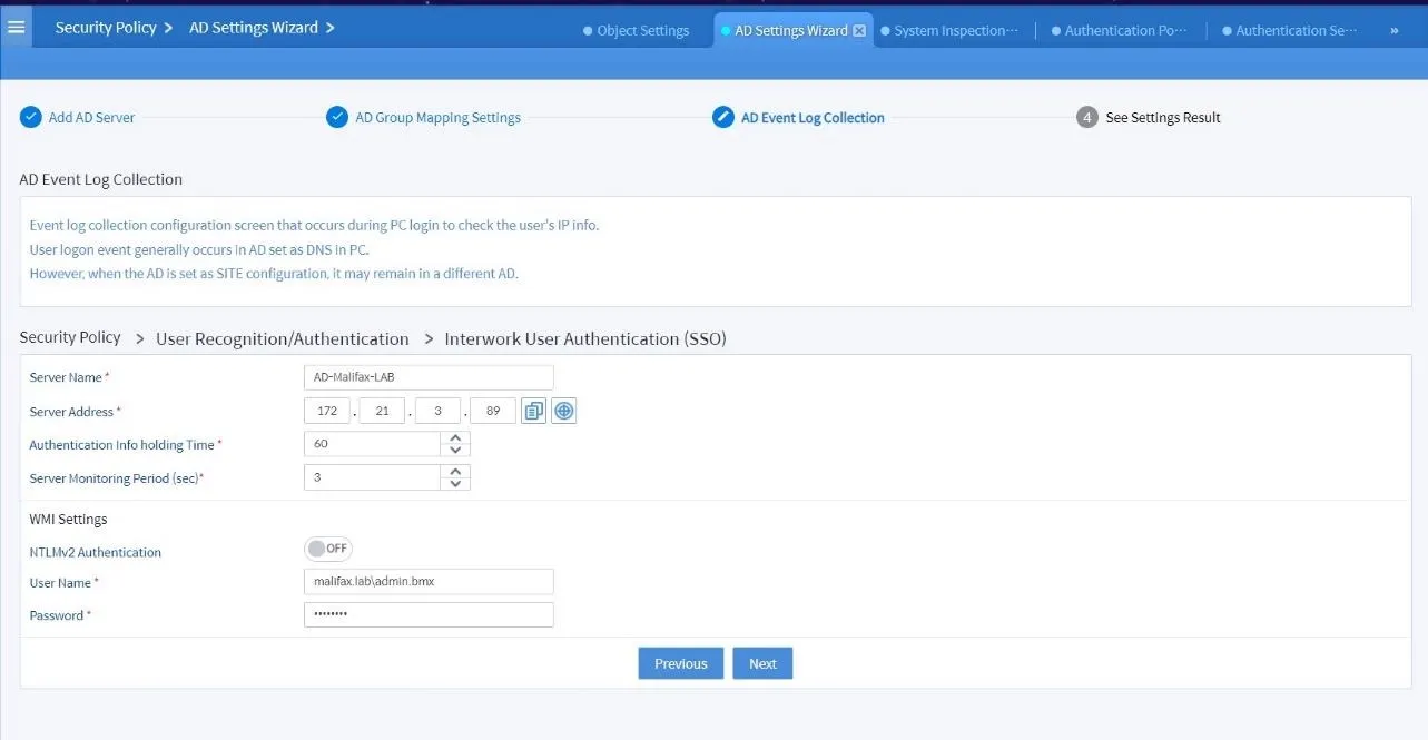 Masukkan Server Address AD di Bluemax NGF