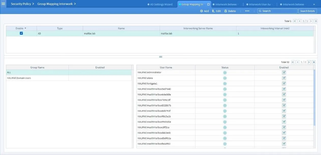 Informasi User di AD Bluemax NGF