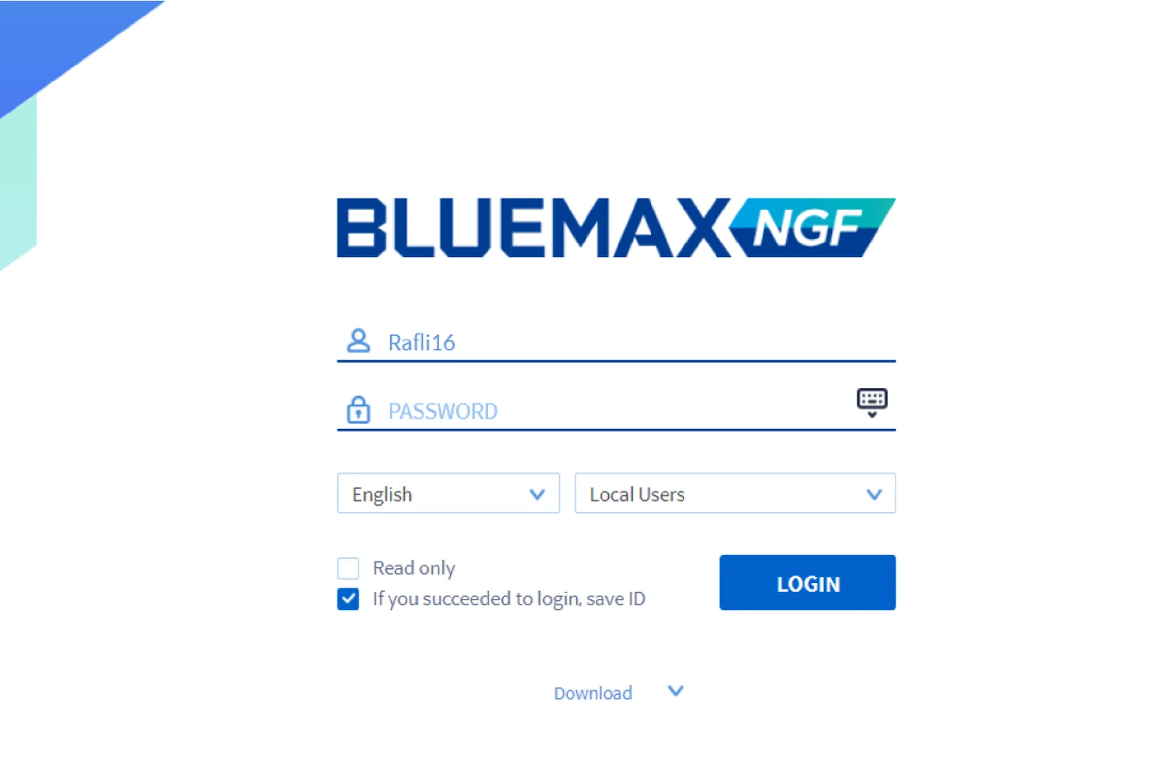 Login Bluemax NGF