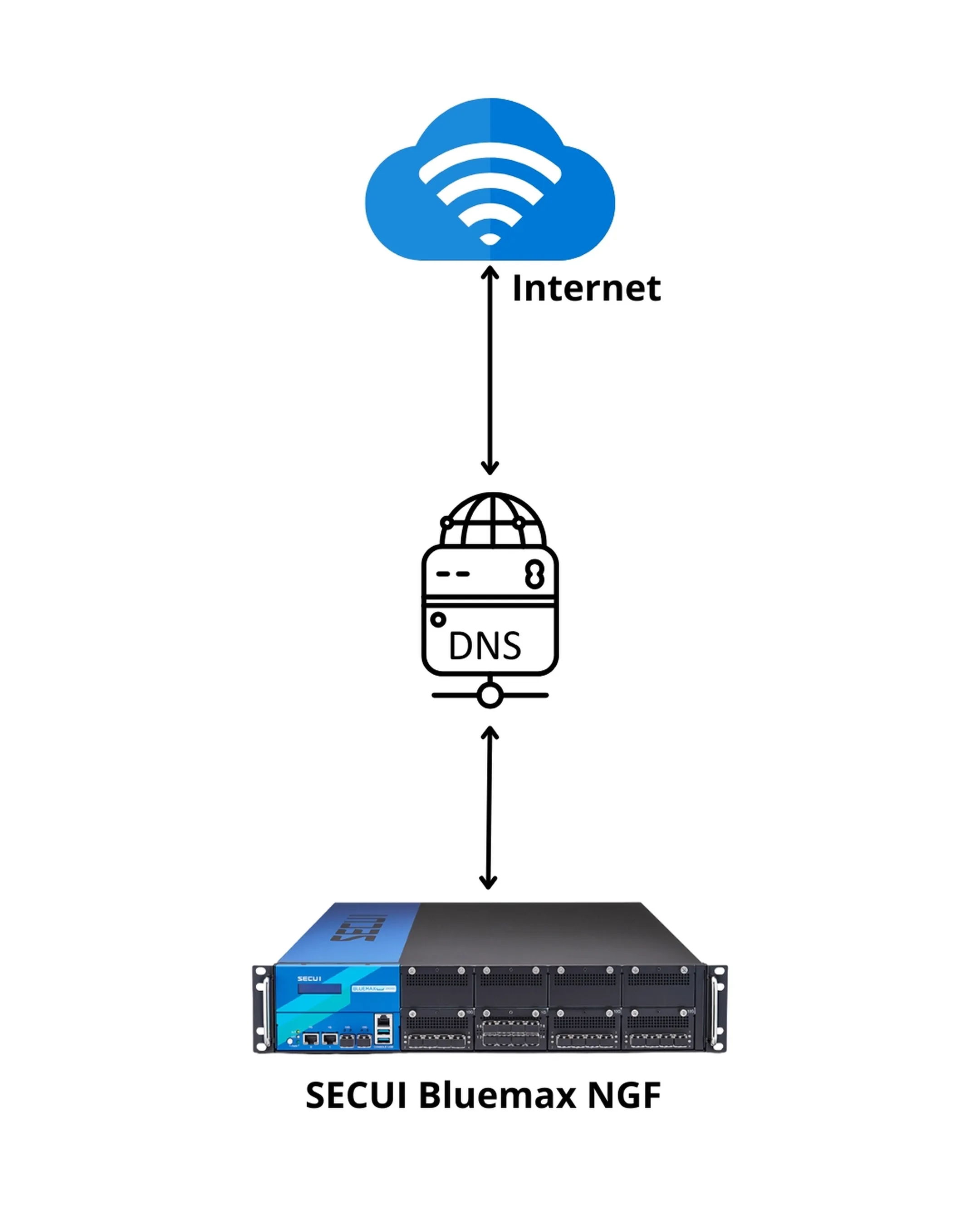 Topologi jaringan dengan Next Generation Firewall SECUI Bluemax
