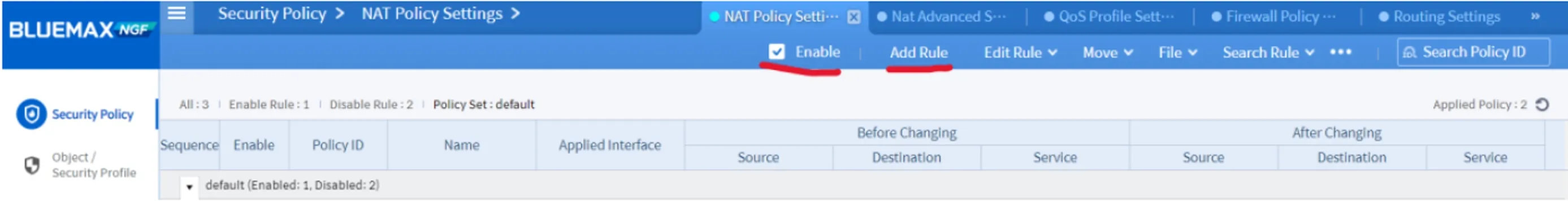 Formulir Add Rule SNAT Internal di NGF