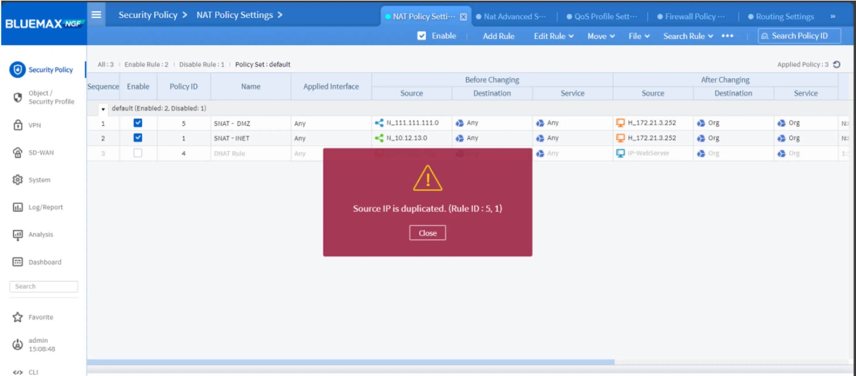 Peringatan Source Duplicate di Bluemax NGF
