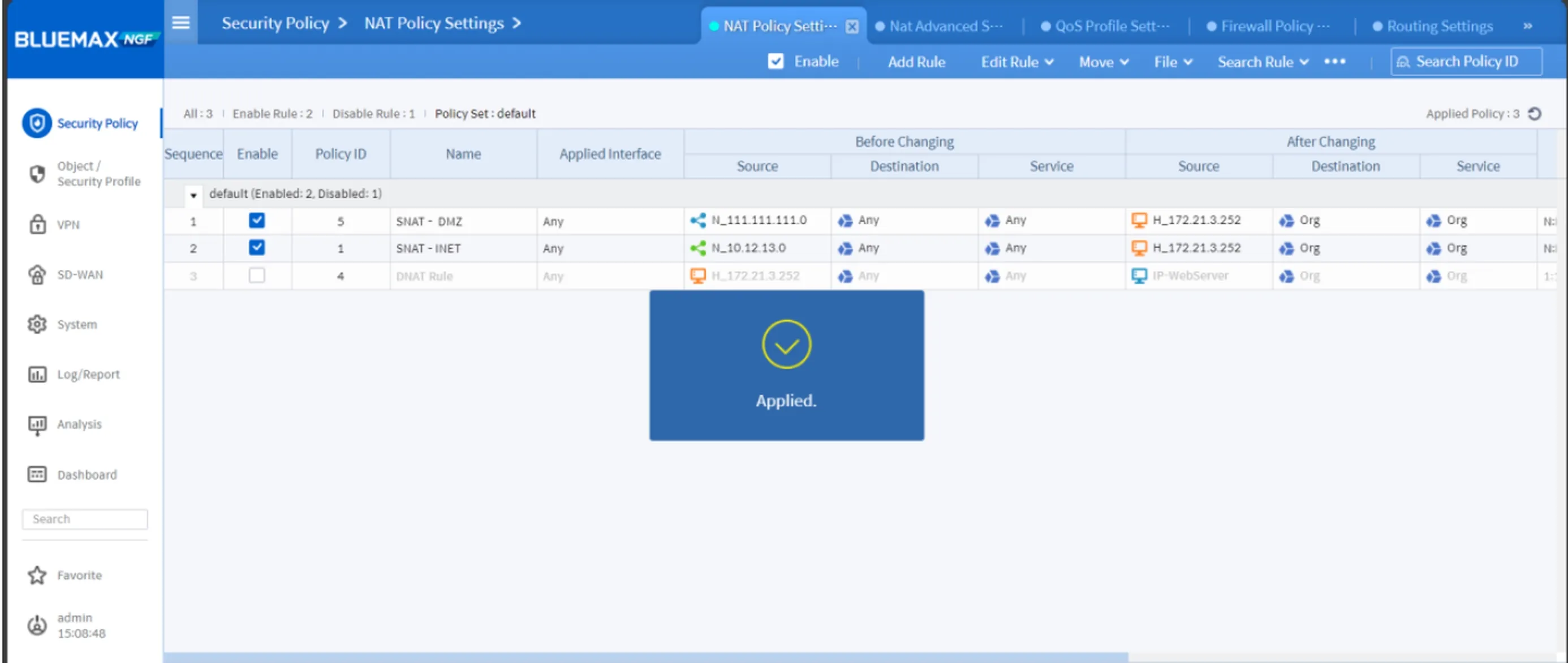 Apply Konfigurasi SNAT di Bluemax NGF