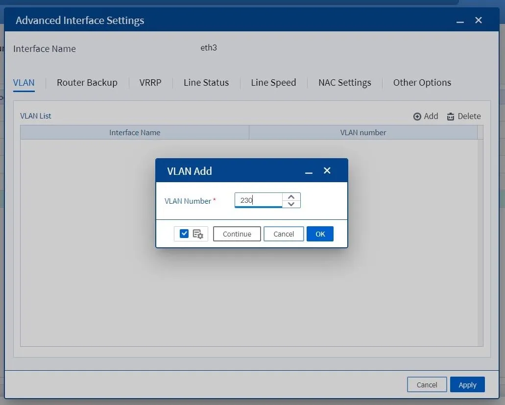 Adding VLAN ID