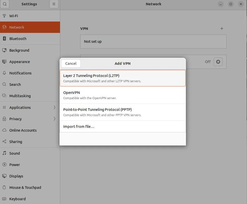 Add VPN connection in Ubuntu for Bluemax NGFW