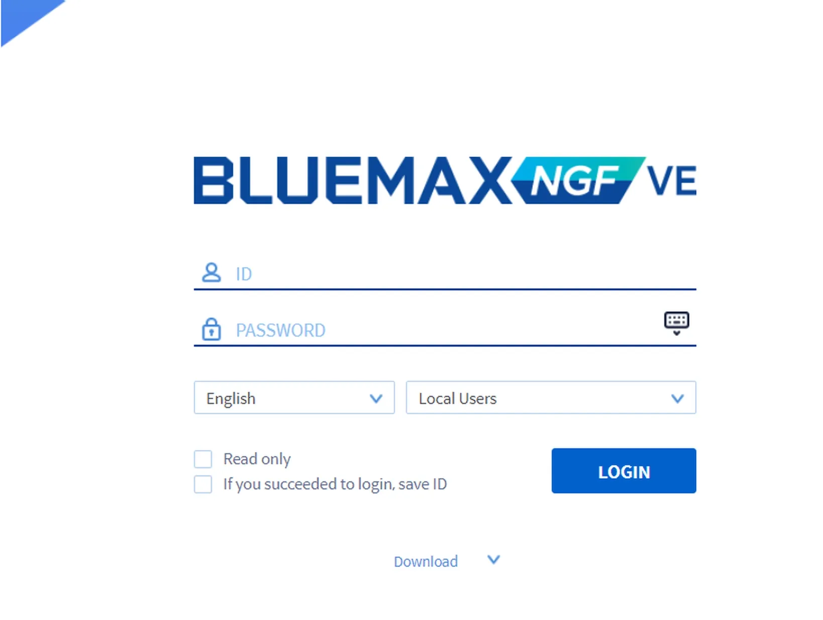 Halaman Login Bluemax NGF