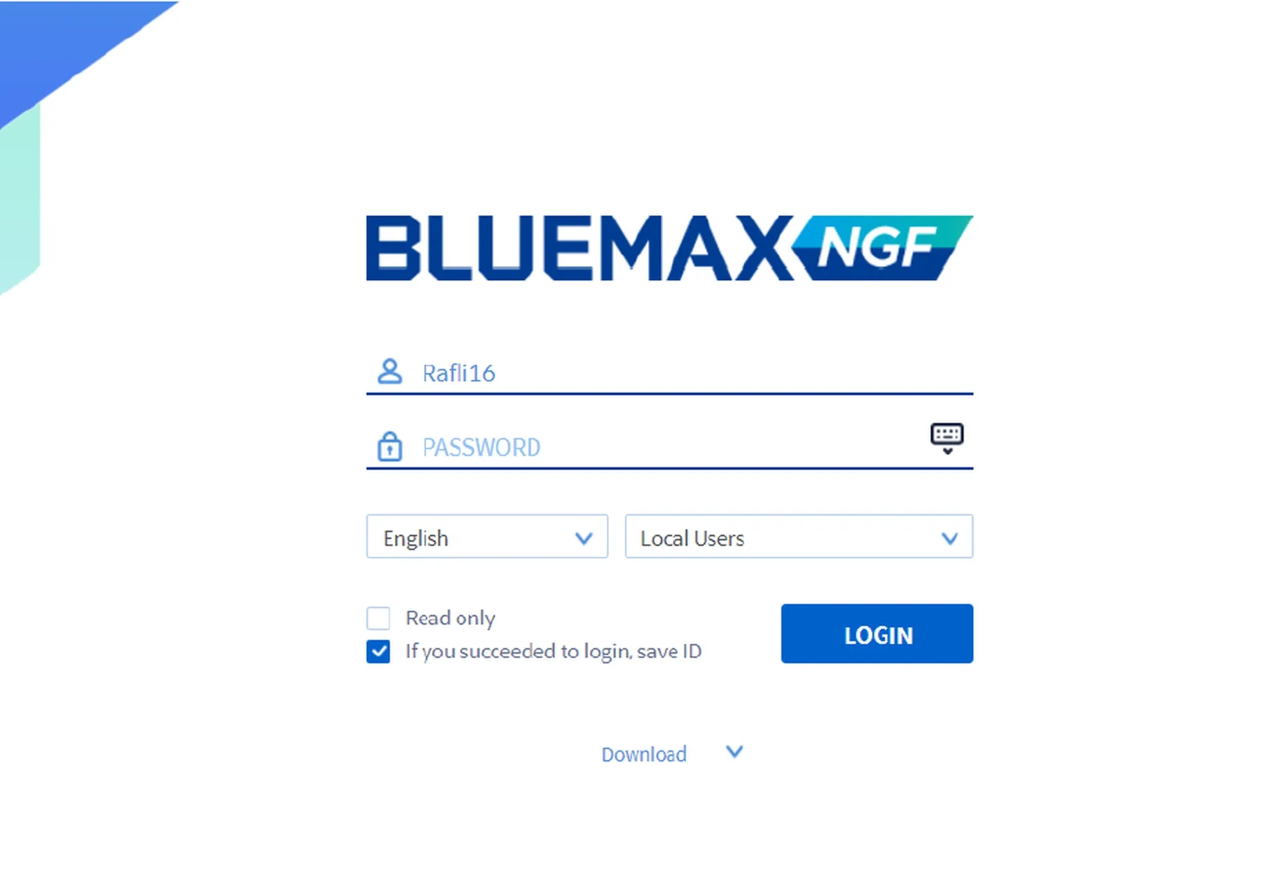 Halaman Login SECUI Bluemax NGF