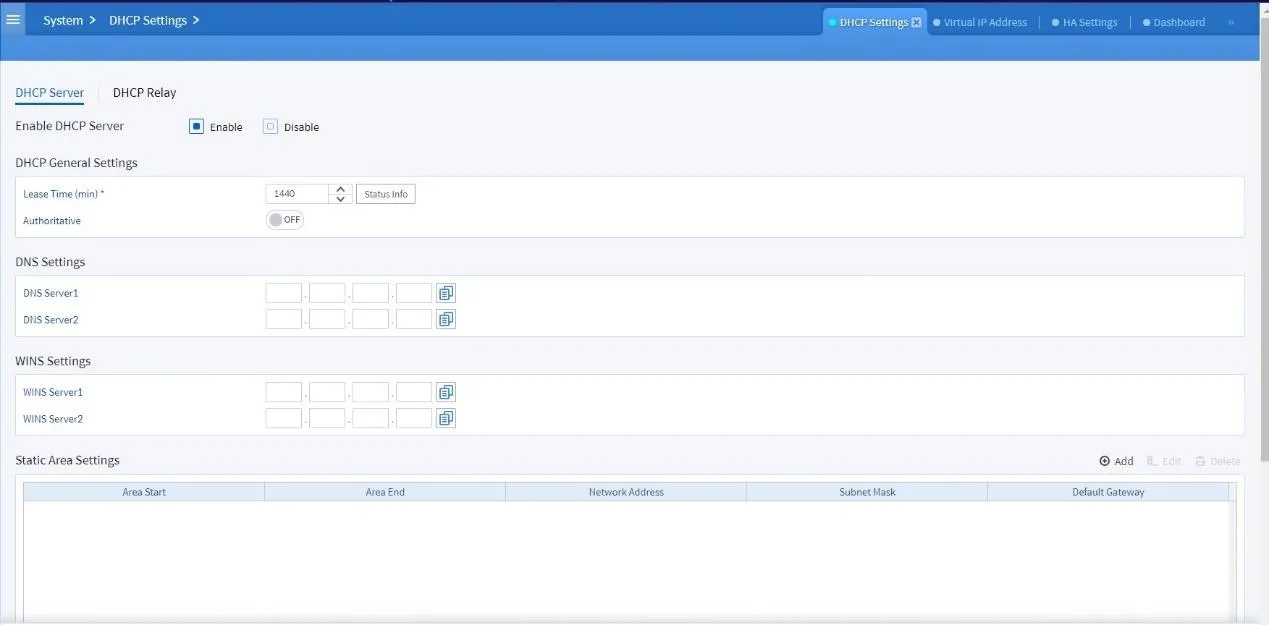 Enable DHCP Server on Bluemax NGFW