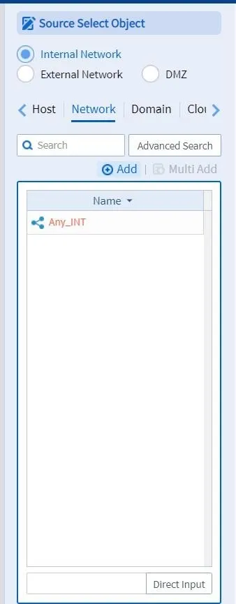 Add network menu in Bluemax NGFW