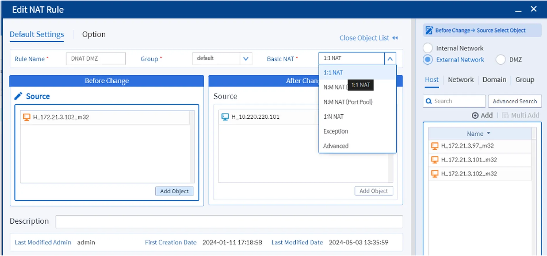 1:1 NAT DNAT Configuration on Bluemax NGF