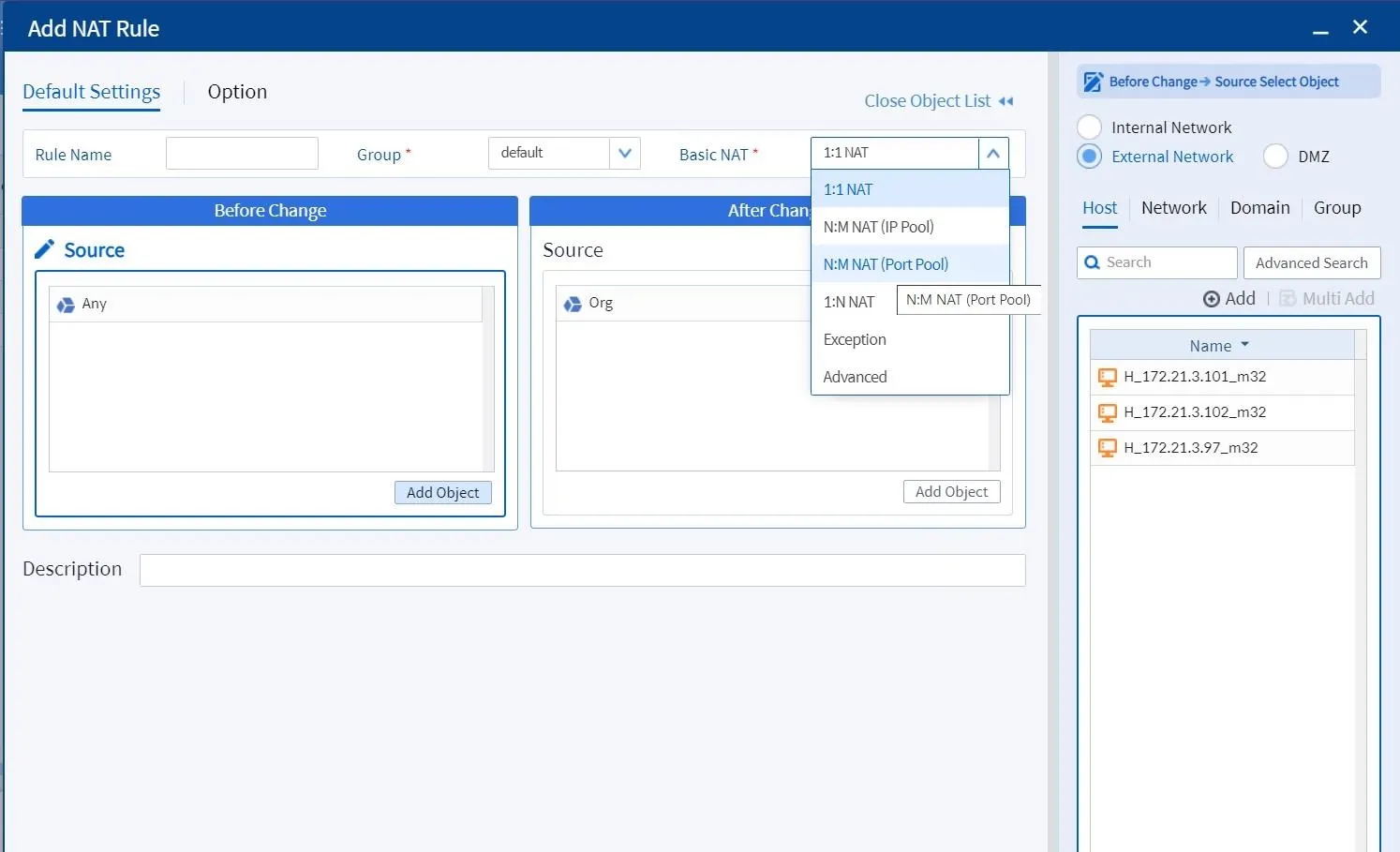 Tipe NAT N:M di SECUI Bluemax NGF