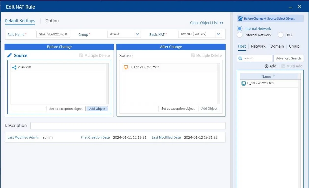 Mapping IP untuk SNAT